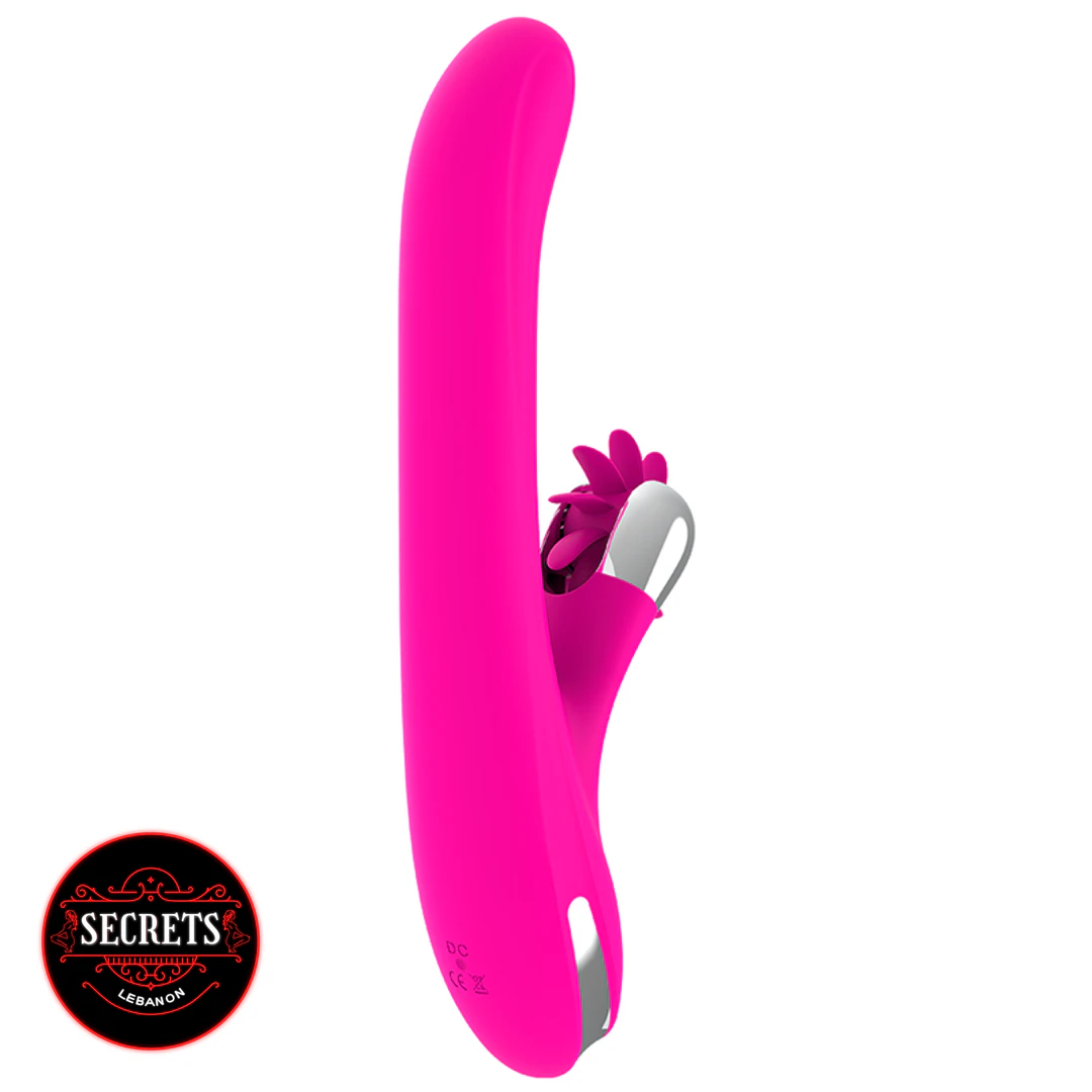 Diversia 24cm Rechargeable Rabbit Vibrator in hot pink with flower clitoral stimulator