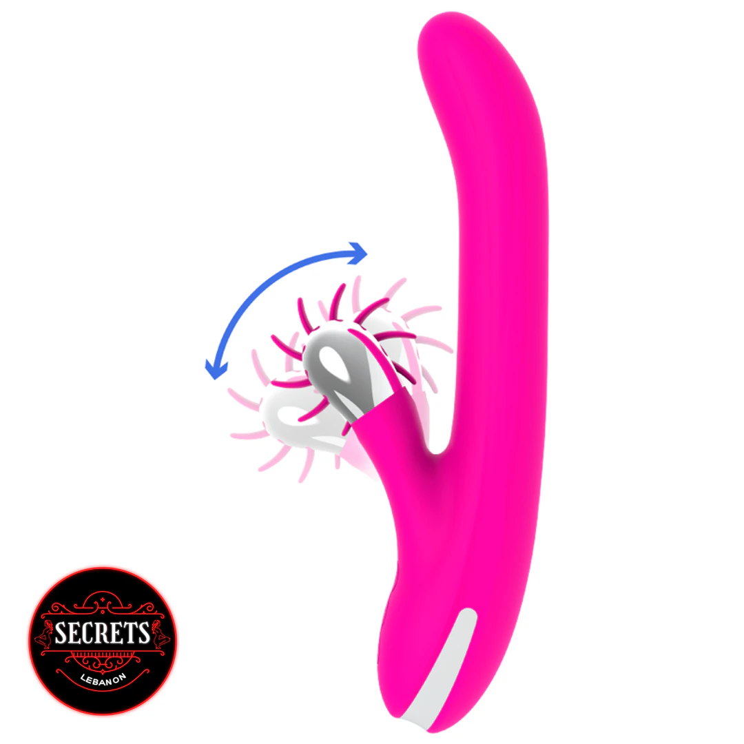 Diversia 24cm Rechargeable Rabbit Vibrator in hot pink with rotating stimulator detail