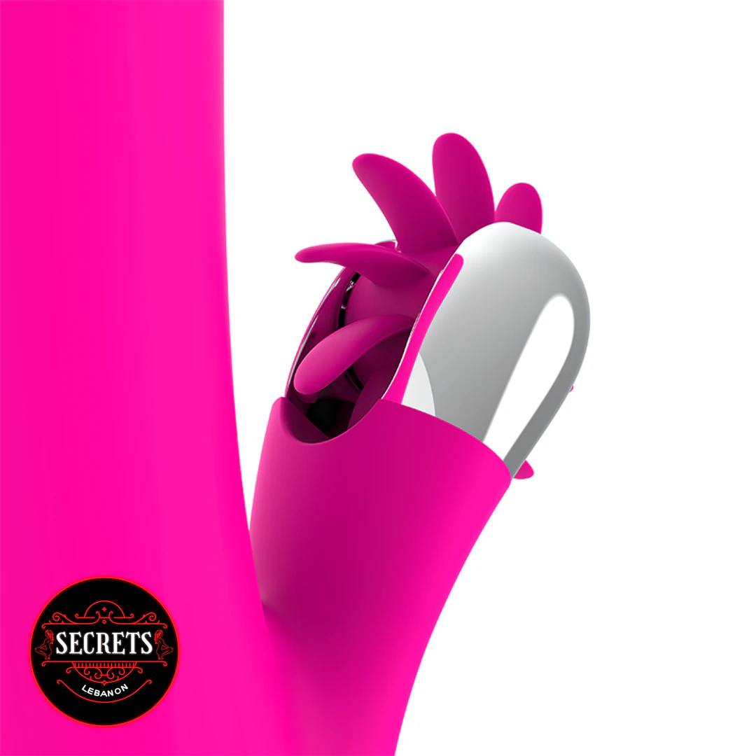 Diversia 24cm Rechargeable Rabbit Vibrator close-up showing pink silicone rotating head