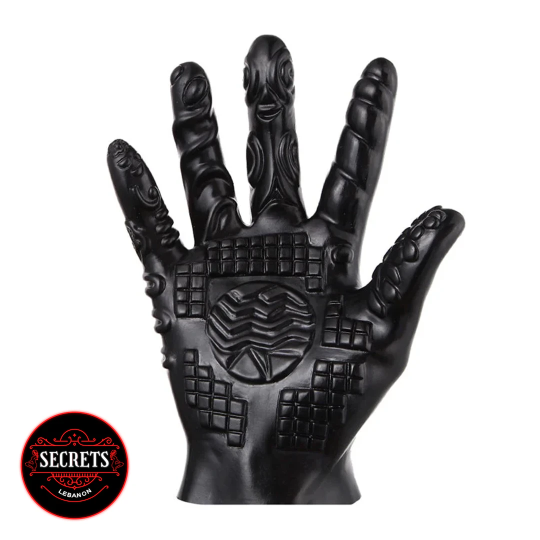 Dominator Textured Pleasure Glove in matte black with raised embossed patterns