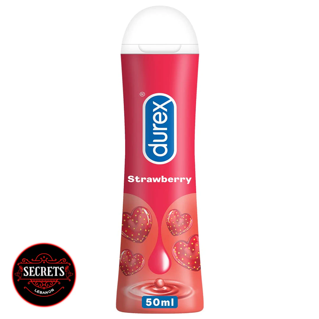 Durex Strawberry Flavored Lubricant 50ml red bottle front view