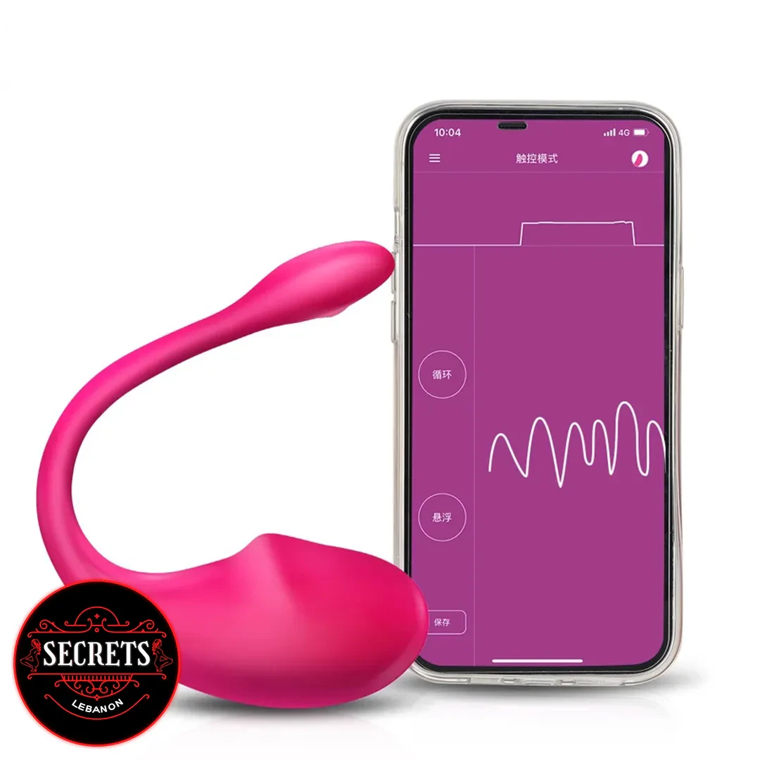 Flamingo App Controlled Vibrator in pink beside smartphone control app