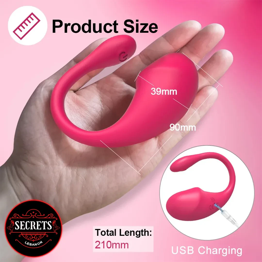 Flamingo App Controlled Vibrator pink silicone held in palm showing 210mm size