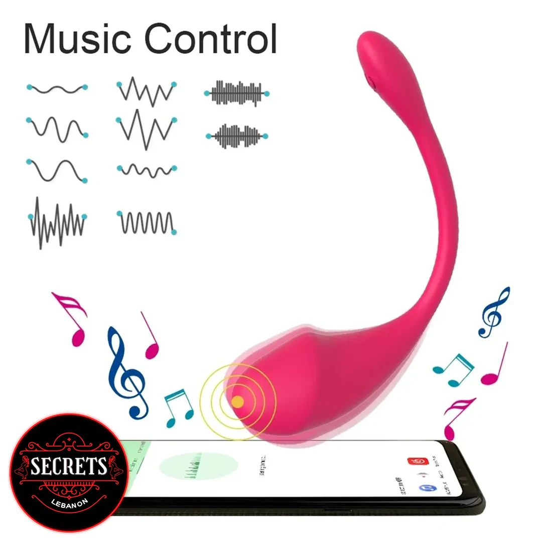 Flamingo App Controlled Vibrator in pink with music control smartphone interface shown