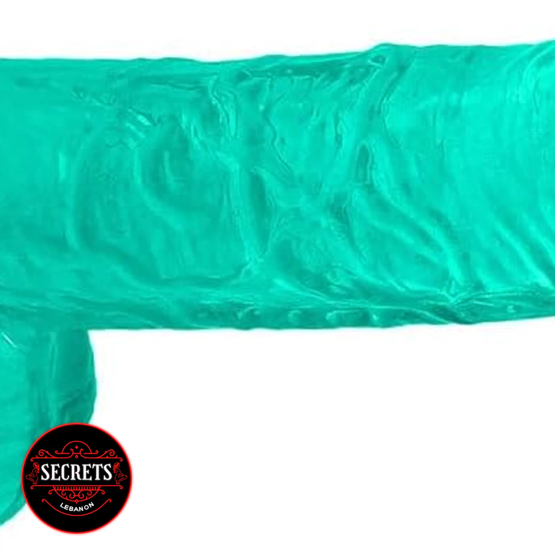 FlexCore Suction Base Dildo close-up showing teal glossy textured shaft