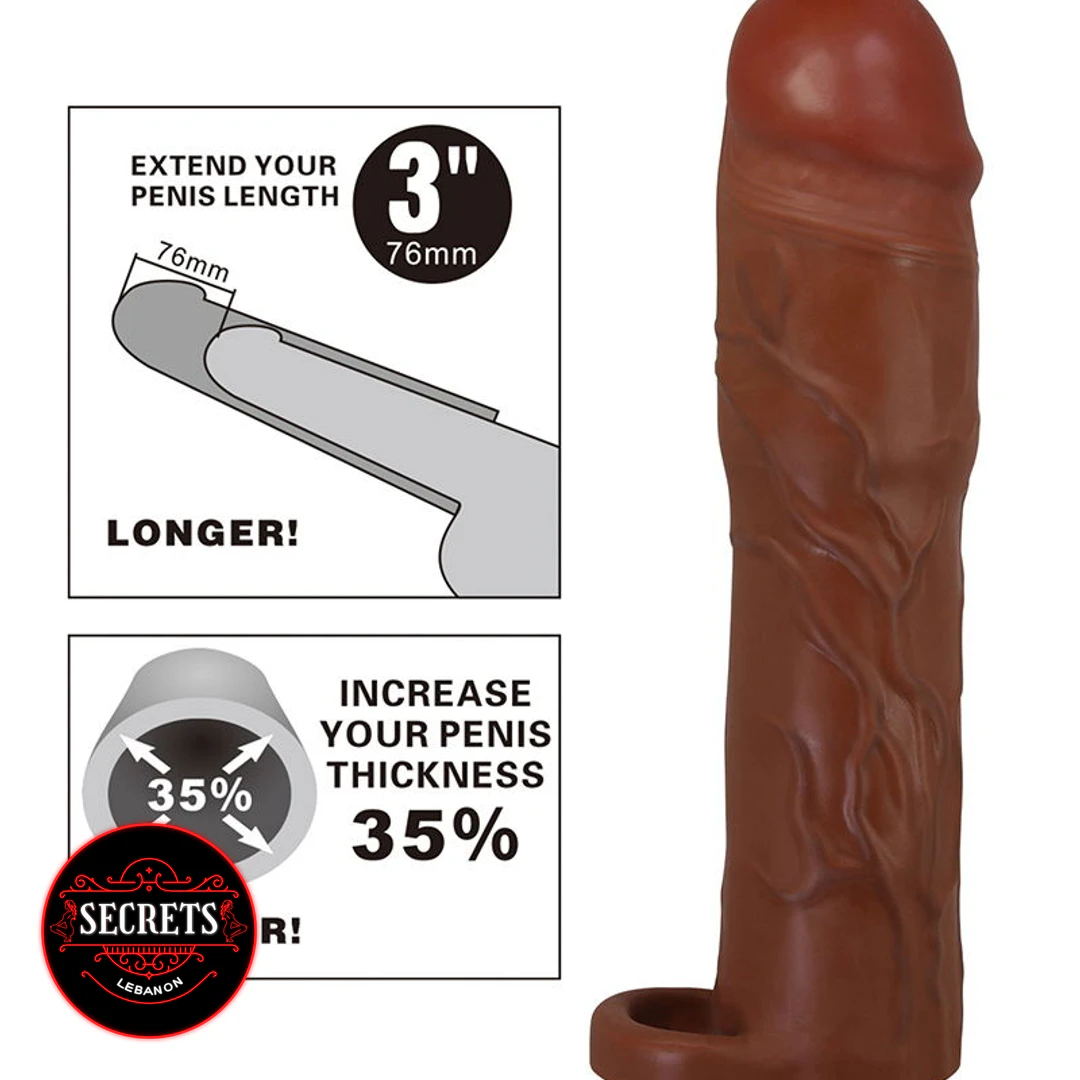 Gerd Realistic TPR Extension Sleeve brown side view with veined texture