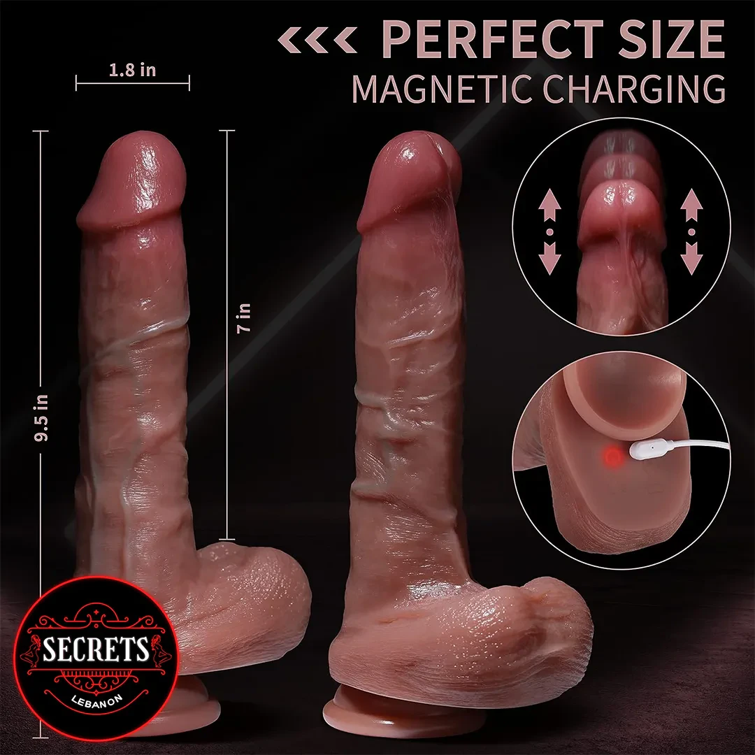 Heaven Dildo 4 In 1 realistic skin-tone silicone with magnetic charging detail