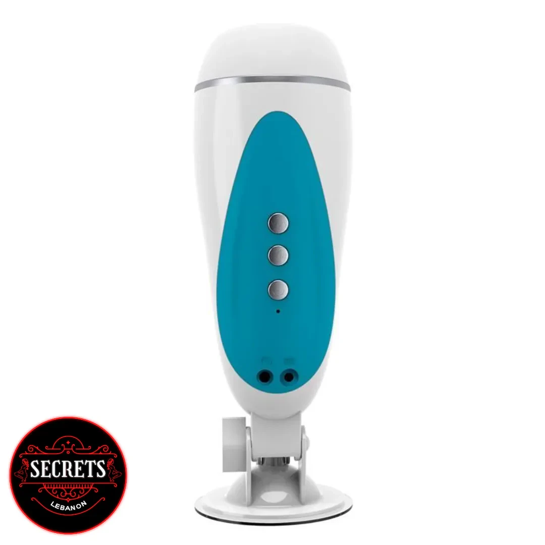 Onalis High Tech Moaning Masturbator white and teal with suction cup stand