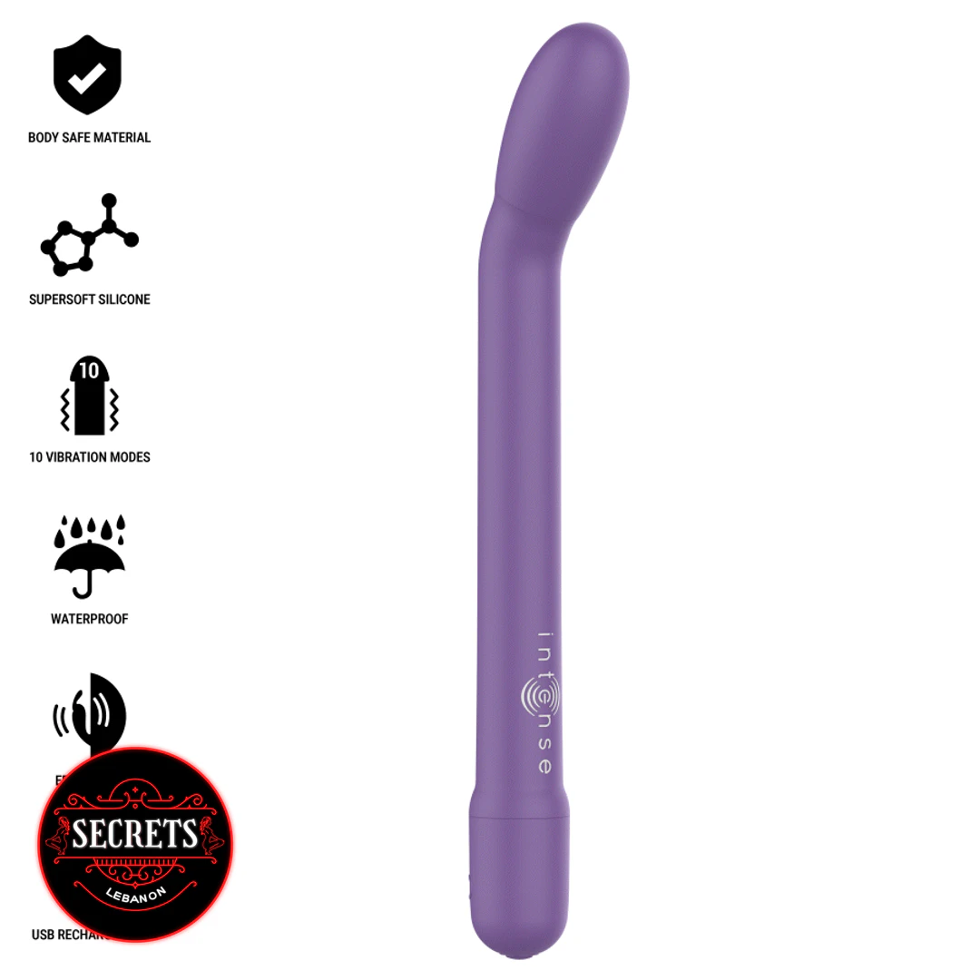 Karlie Curved Silicone G Spot Vibrator angled overhead shot showing full length