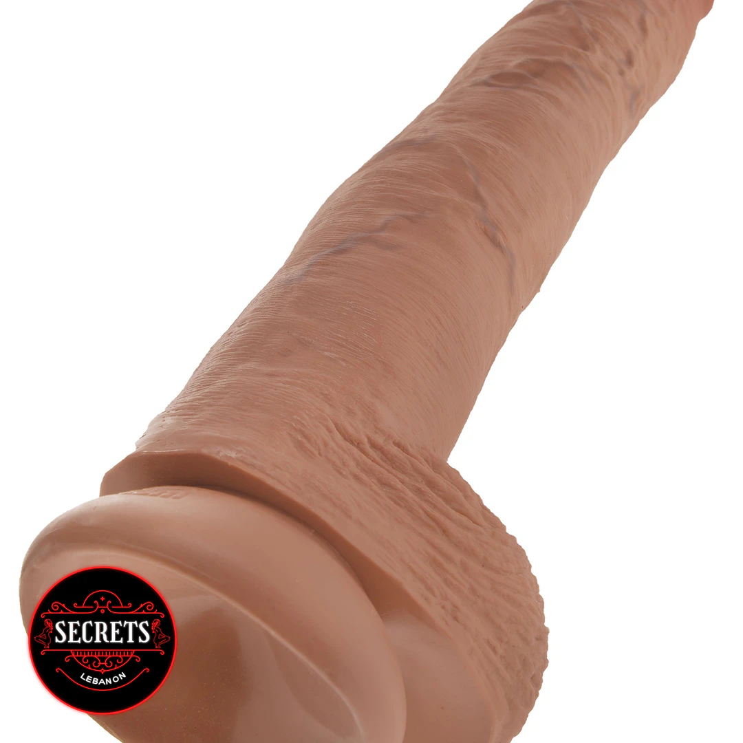 King Cock 14 Inch Realistic Dildo close-up showing veined tan shaft