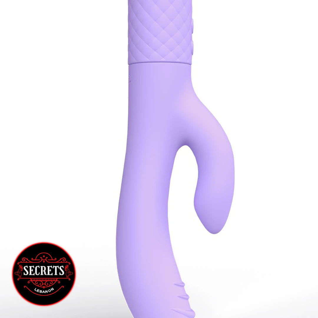 Lola Milani Mystique Rabbit Vibrator in lilac silicone with quilted texture detail