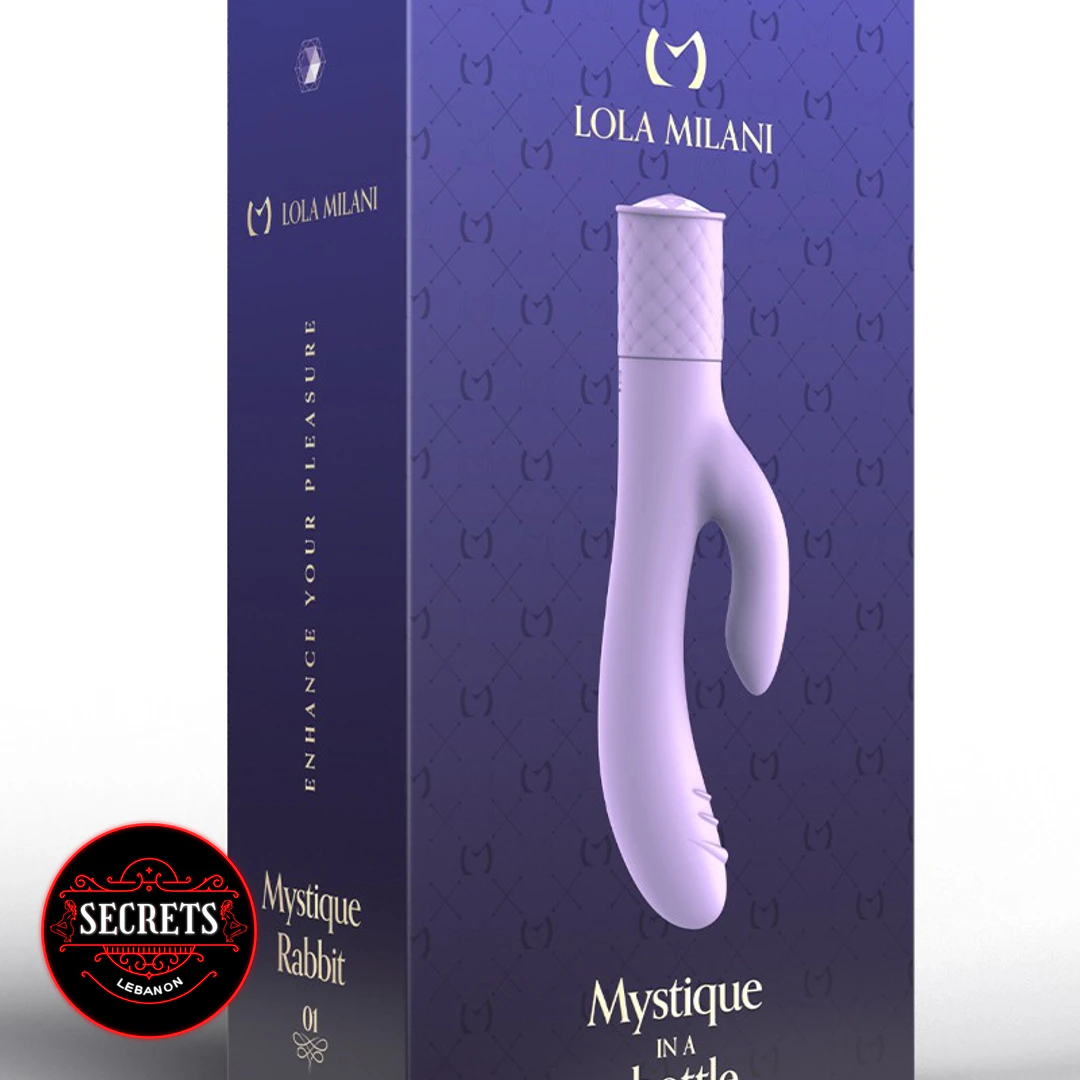 Lola Milani Mystique Rabbit Vibrator displayed on deep purple retail packaging
