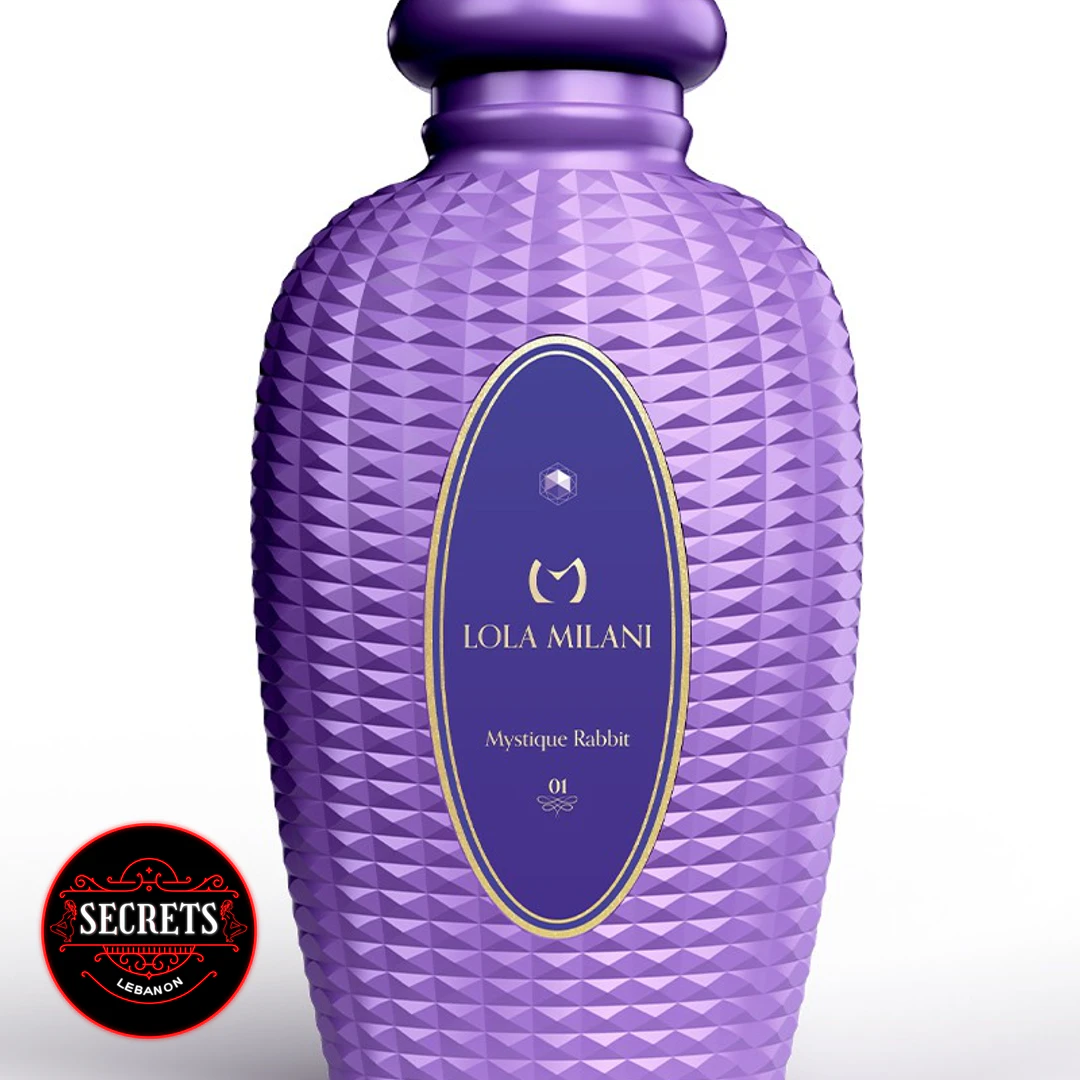 Lola Milani Mystique Rabbit Vibrator in purple diamond-textured bottle front view