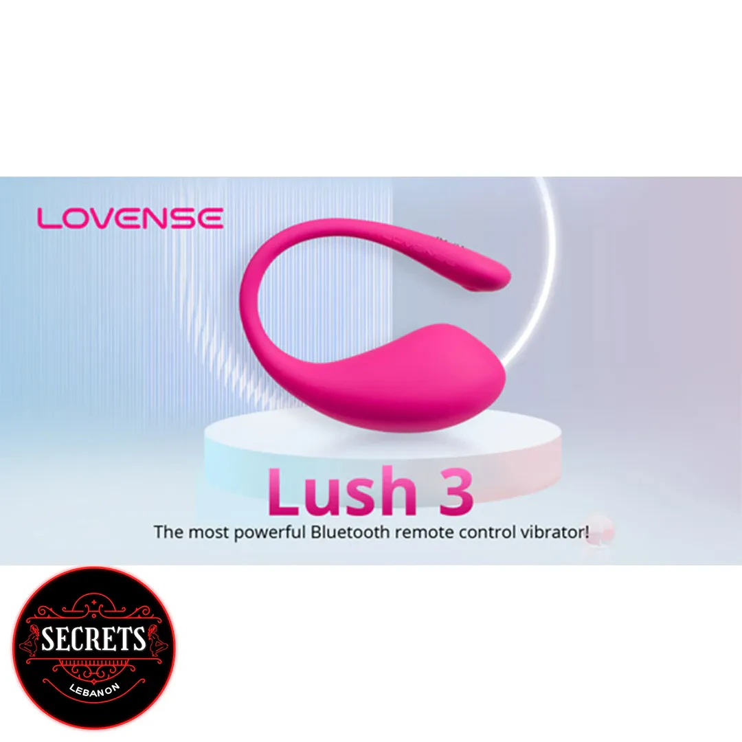 Lovense Lush 3 Vibrator in hot pink silicone displayed on white pedestal