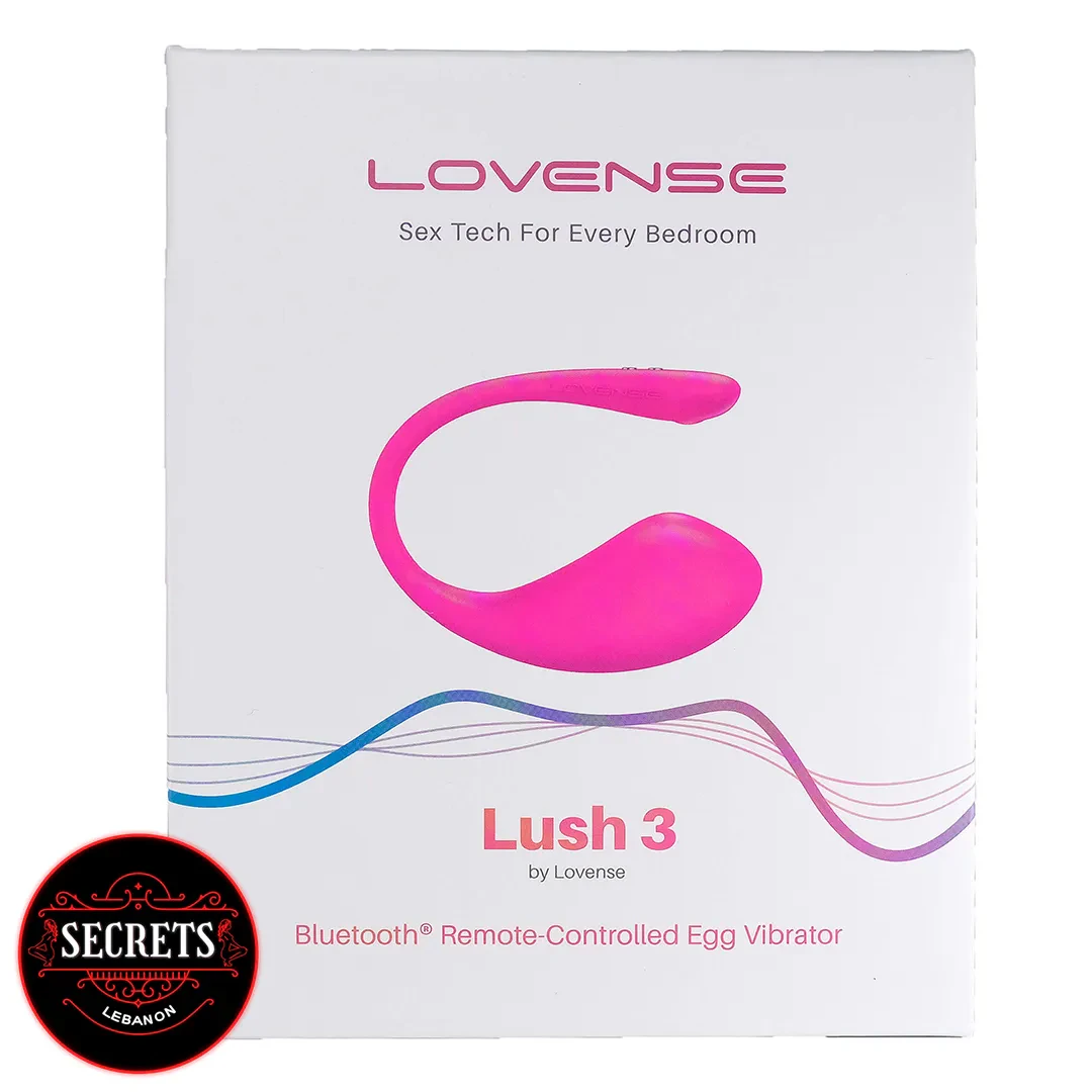 Lovense Lush 3 Vibrator pink egg shown on white retail packaging box