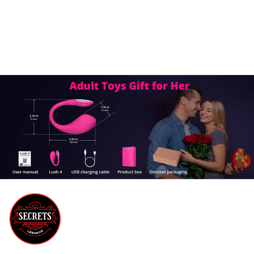 Lovense Lush 4 App Controlled Vibrator hot pink with dimensions and box