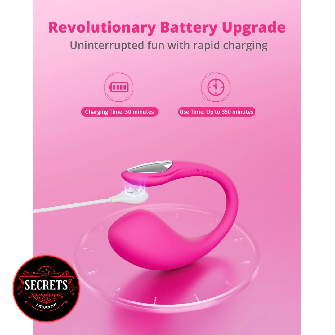 Lovense Lush 4 App Controlled Vibrator in pink charging via USB cable