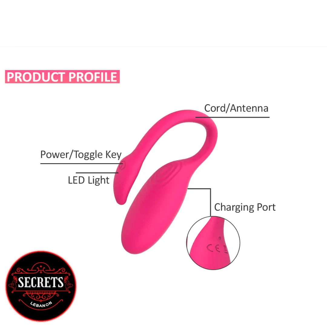 Magic Motion Flamingo 2.0 App Controlled Vibrator product profile diagram in pink