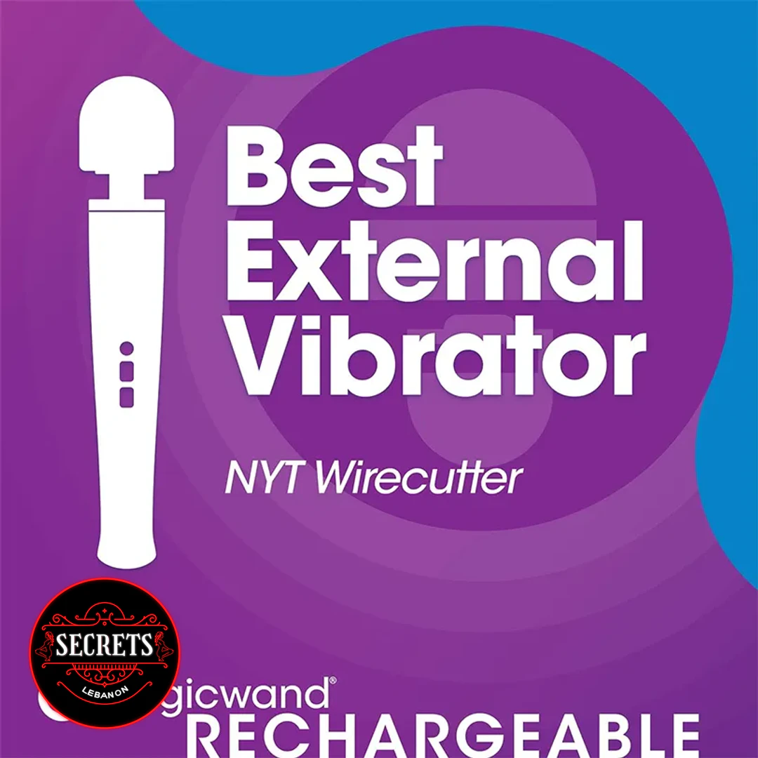 Magic Wand Rechargeable Vibrator award graphic on purple and blue background