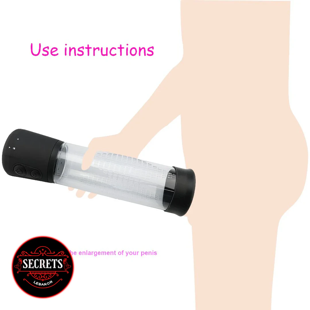 Marathon Automatic Penis Pump use diagram showing clear cylinder and black motor