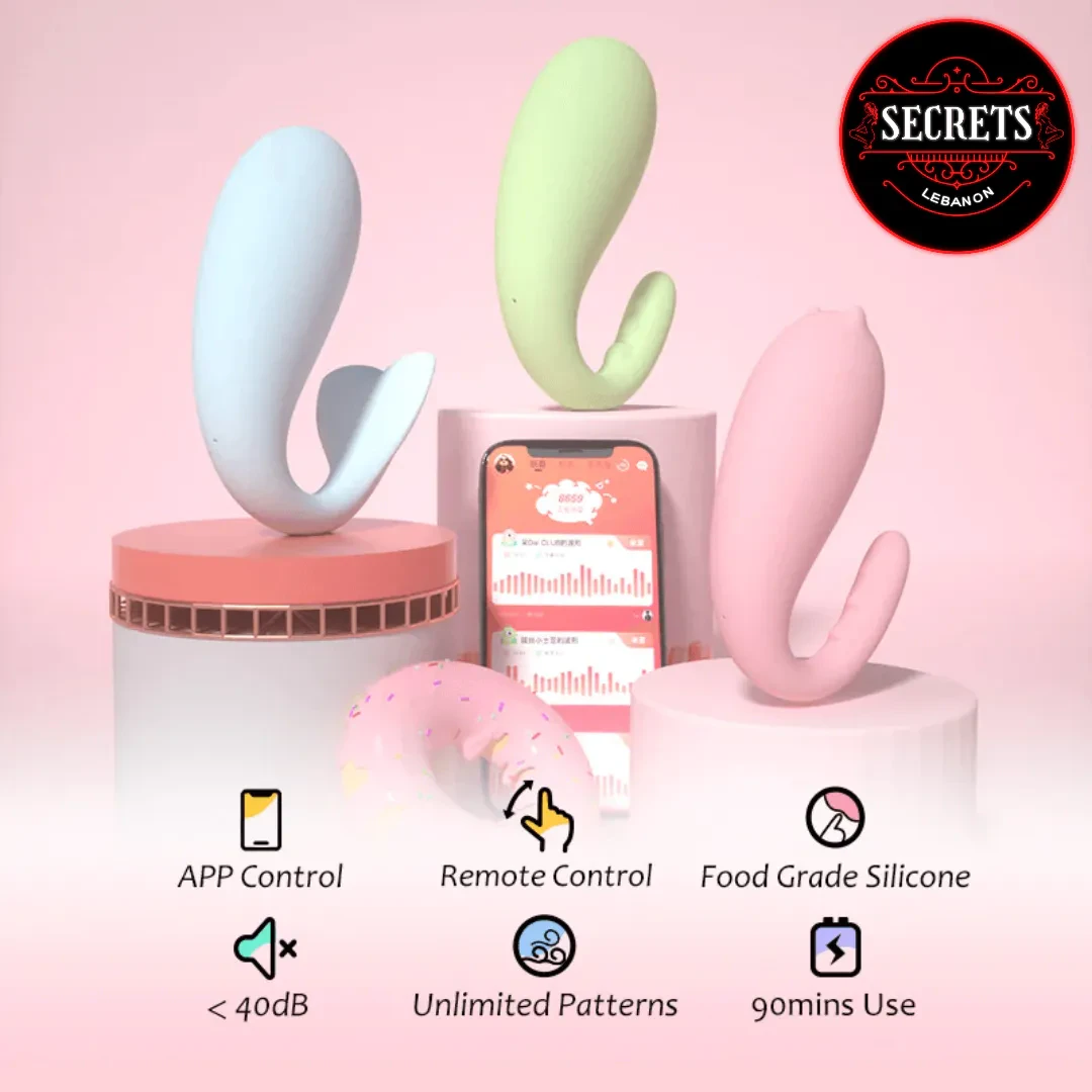 Monster Pup Whale App Controlled Vibrator in blue, green, and pink silicone