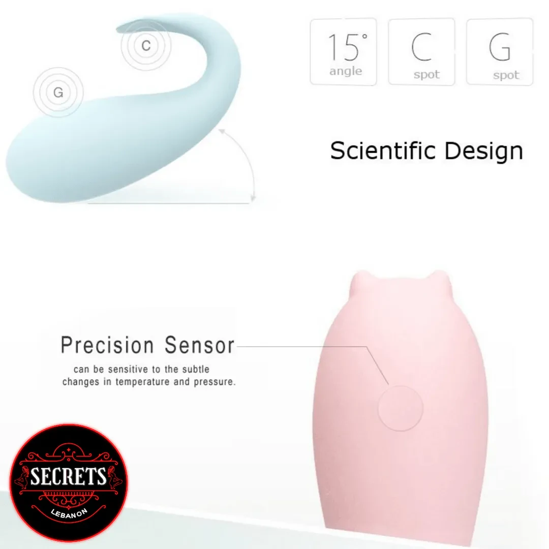 Monster Pup Whale App Controlled Vibrator light blue silicone with G-spot diagram