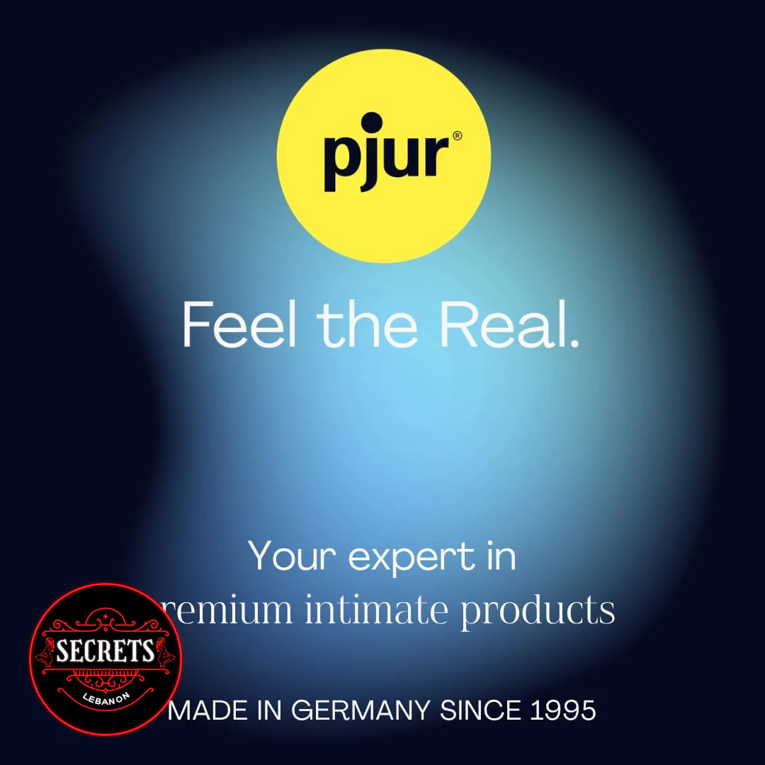 Pjur Ginkgo Energizing Lubricant 30ml brand promotional graphic on dark blue background