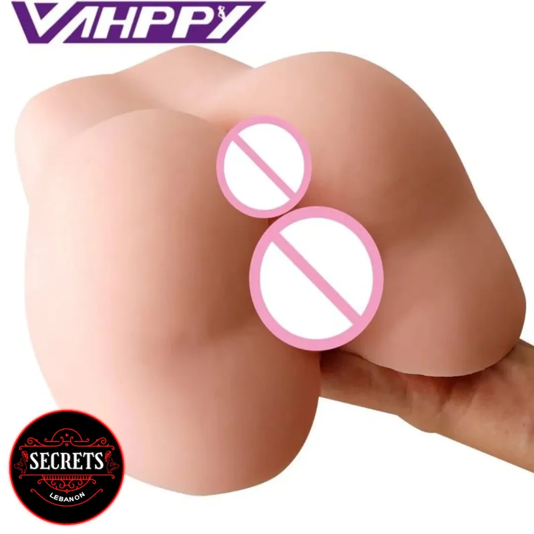Realistic Dual Entry Hip Masturbator held by hand showing soft flesh-toned body