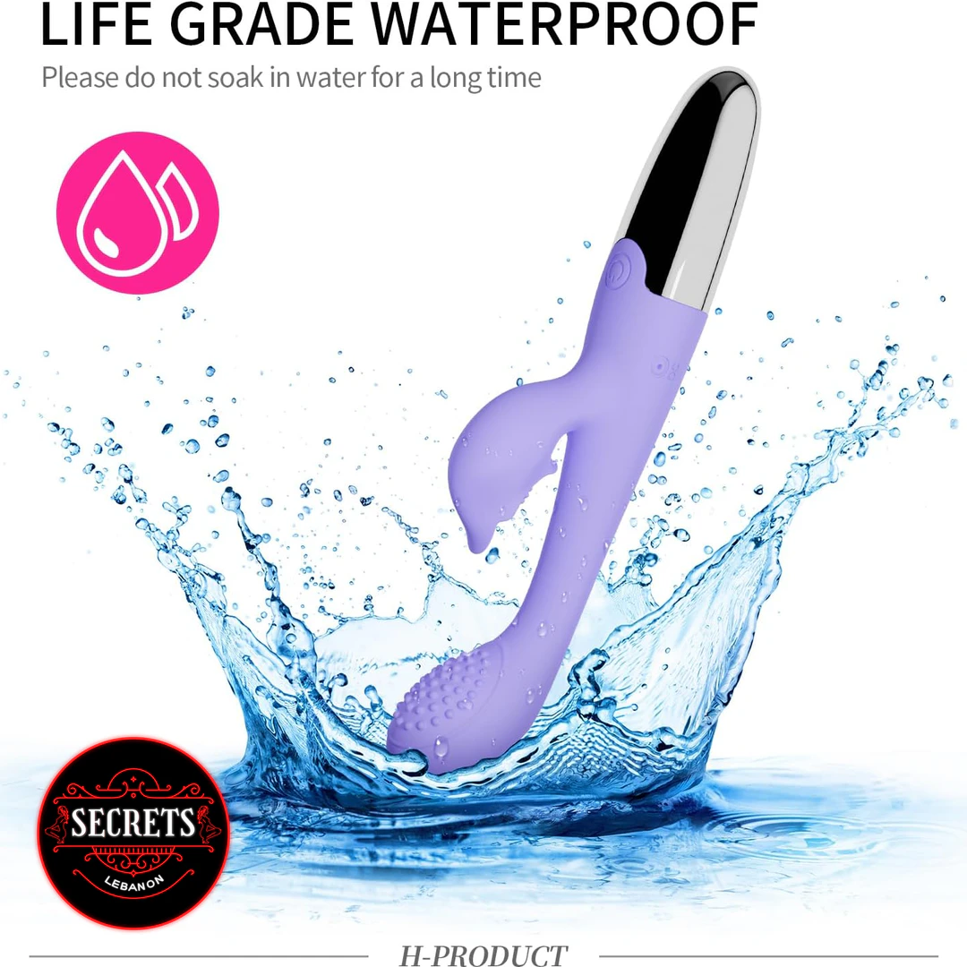 Rebecca Clit Sucking G-Spot Vibrator in purple silhouette emerging from water splash