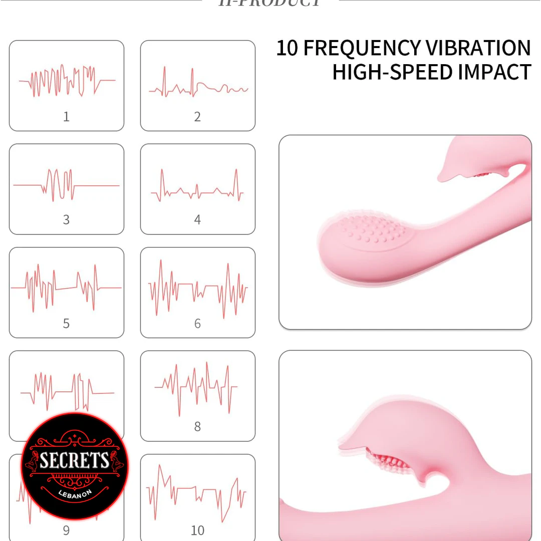 Rebecca Clit Sucking G-Spot Vibrator showing 10 vibration frequency patterns in pink