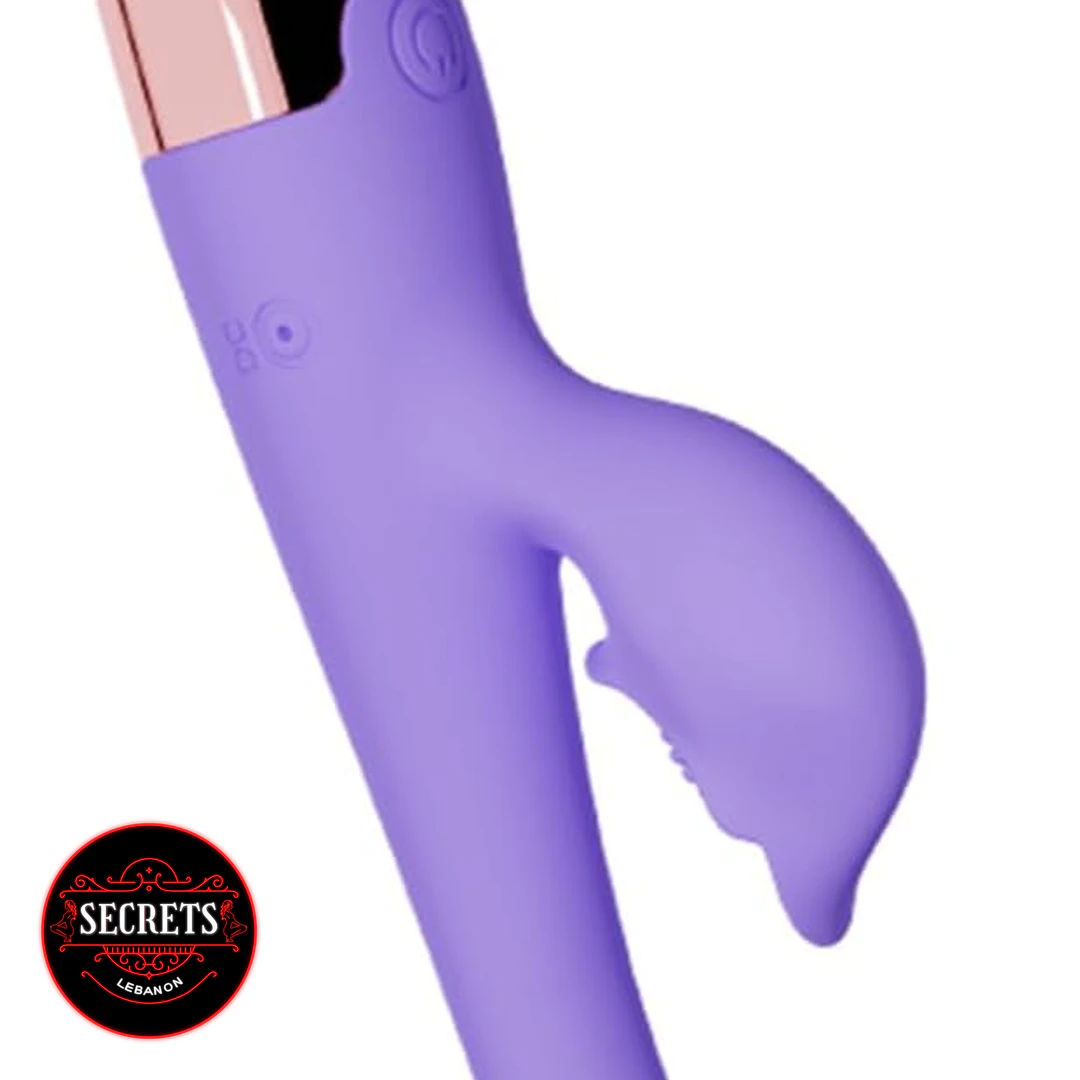 Rebecca Clit Sucking G-Spot Vibrator close-up showing purple silicone and rose gold