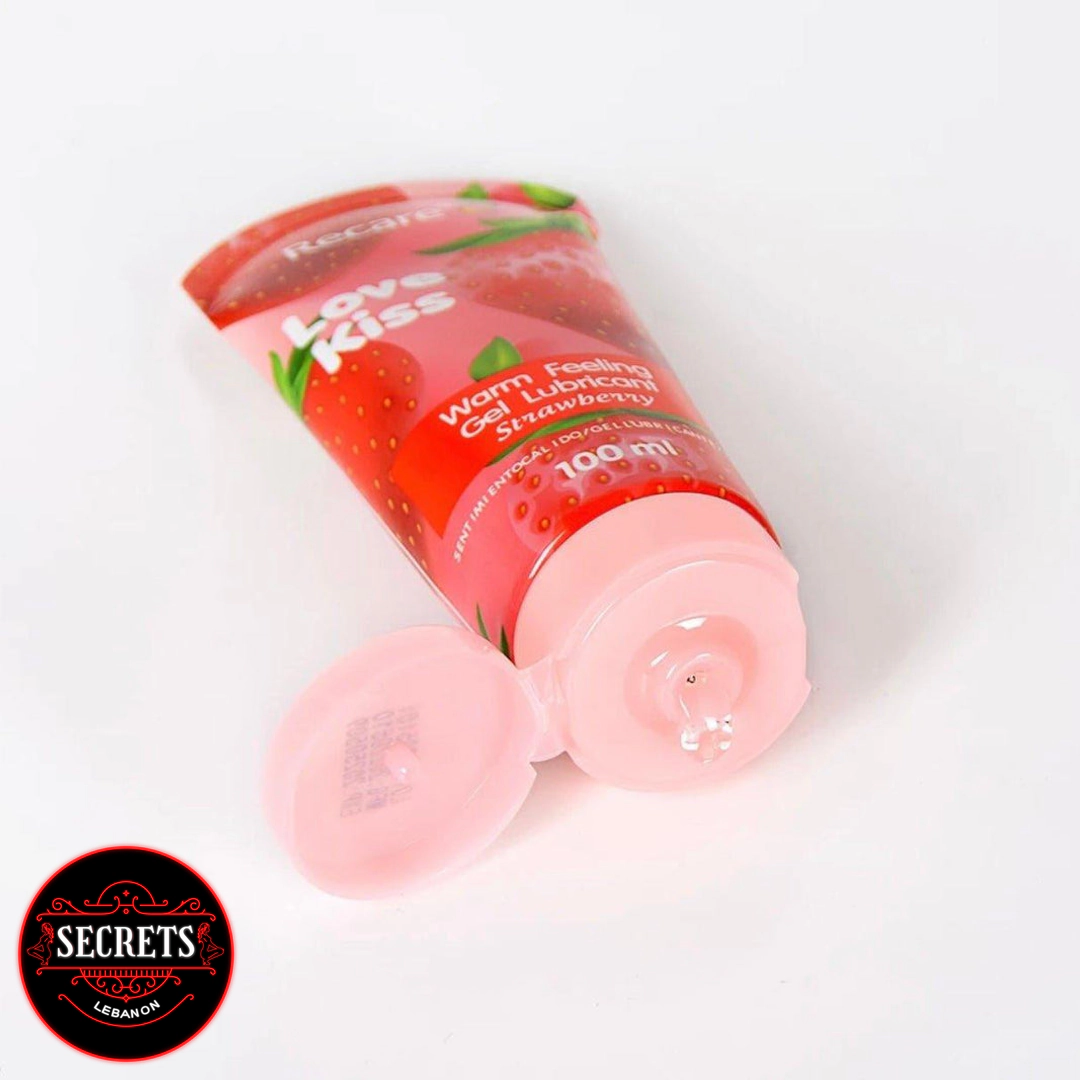 Recare Warm Feeling Strawberry Lubricant 100ml squeeze tube with strawberry packaging