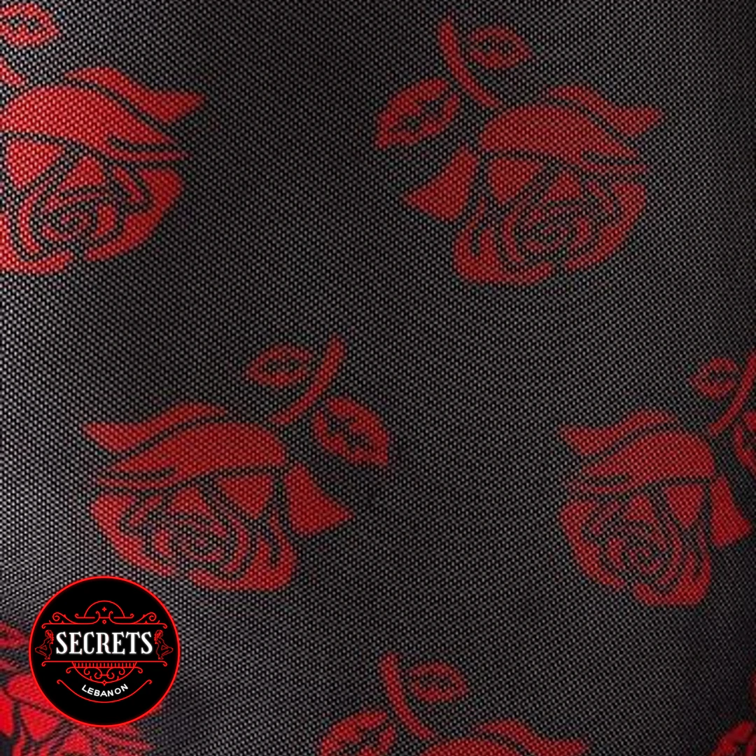 Red Rose Mesh Boxer Brief fabric detail with red floral print on black