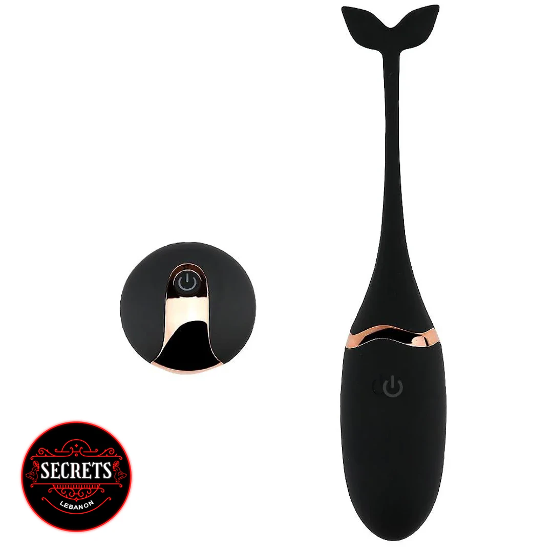 Remote Control Egg Vibrator in black silicone with rose gold detail