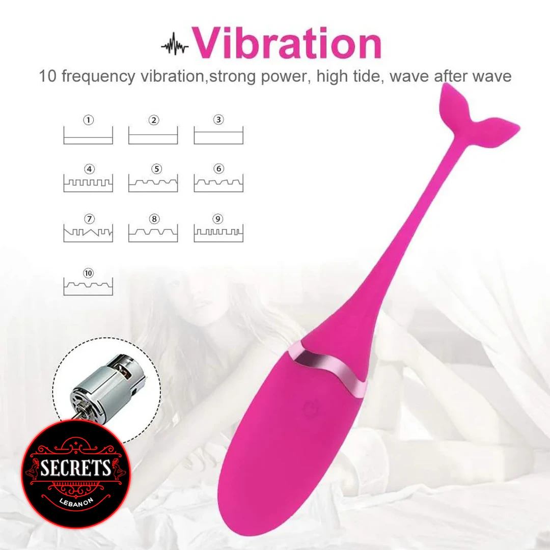 Remote Control Egg Vibrator in hot pink silicone with mermaid tail handle