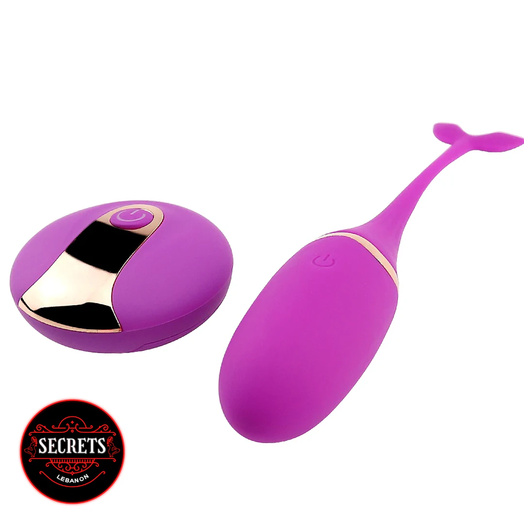 Remote Control Egg Vibrator in purple silicone with gold-accent wireless remote