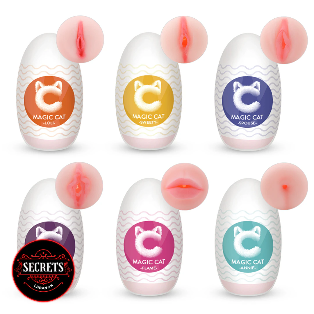 S-Hande Magic Cat Compact Masturbator six-variant egg set with textured opening close-ups