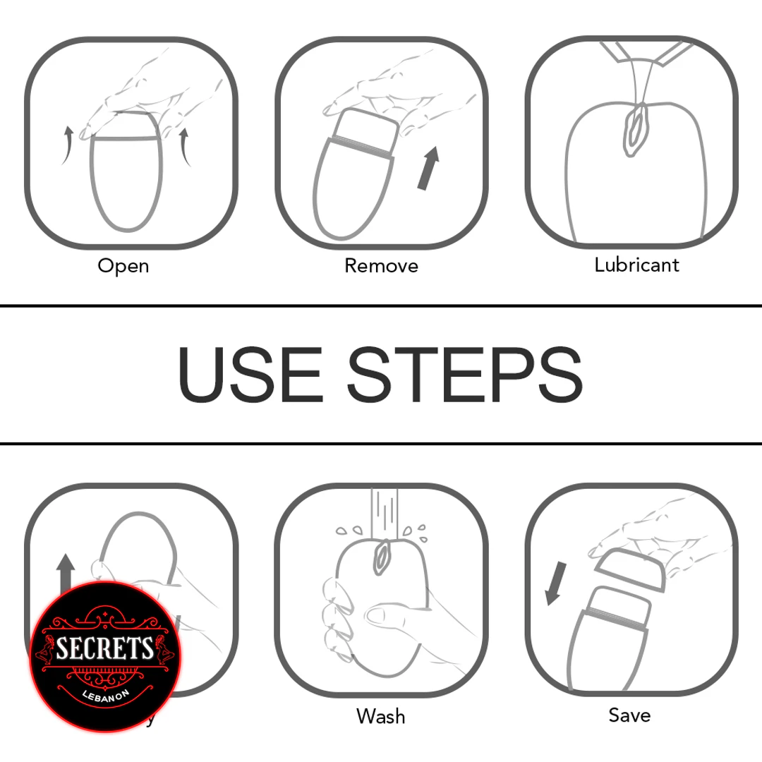 S-Hande Magic Cat Compact Masturbator illustrated use steps guide open remove wash save
