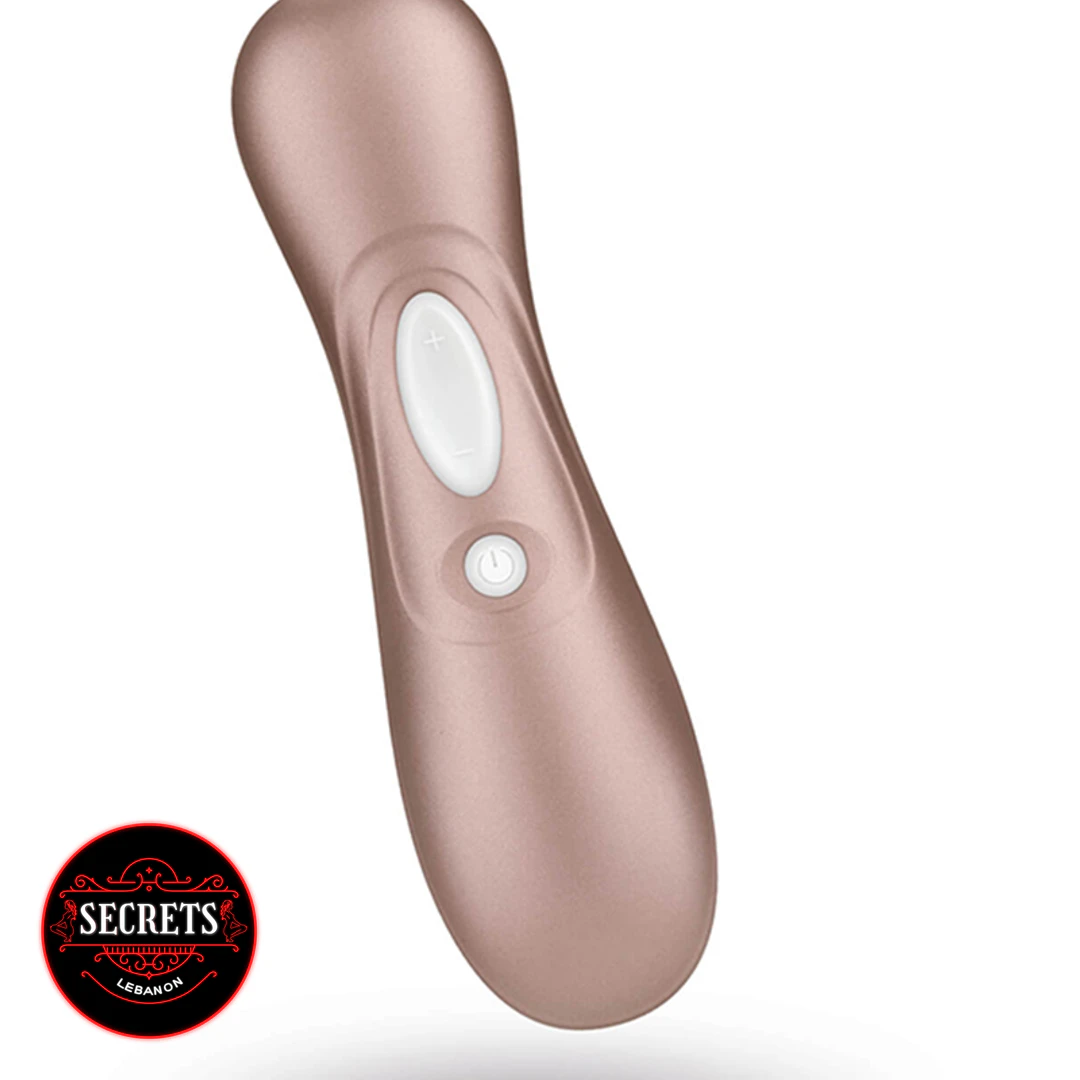 Satisfyer Pro 2 Air Pulse Stimulator in rose gold with control buttons