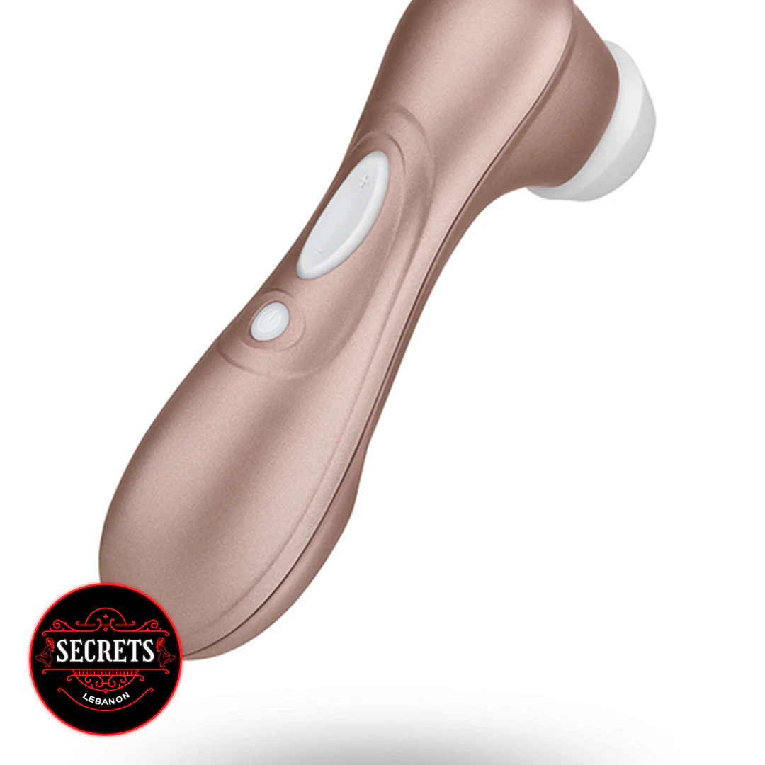Satisfyer Pro 2 Air Pulse Stimulator rose gold close-up with white buttons