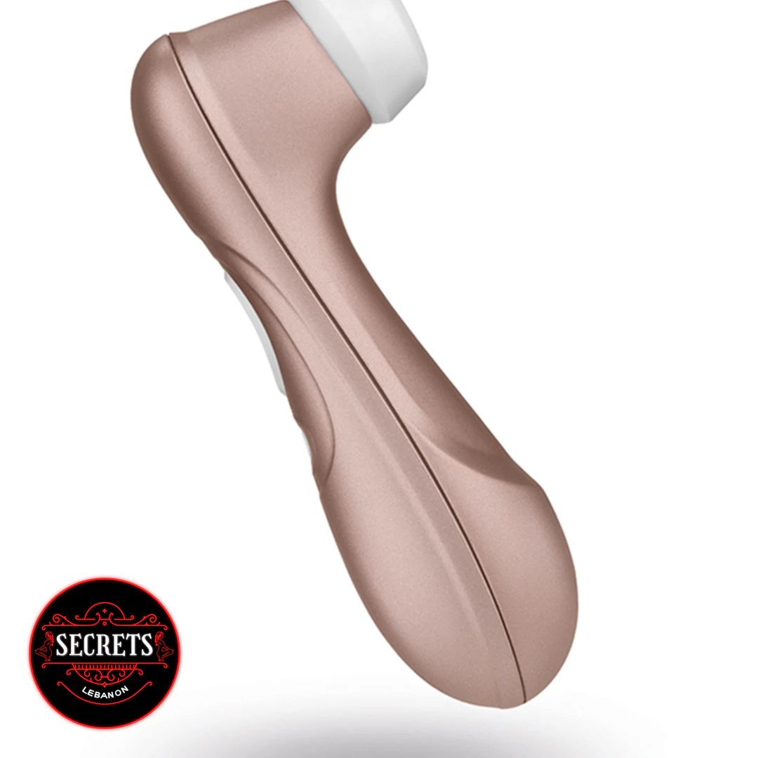 Satisfyer Pro 2 Air Pulse Stimulator in rose gold angled side view