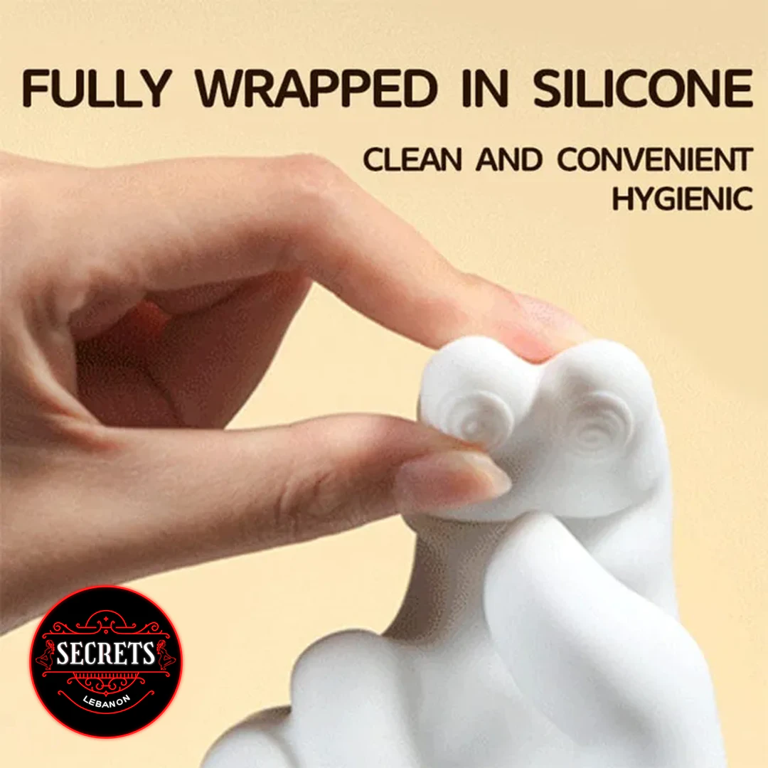Squirt King Dual G Spot Vibrator white silicone tip squeezed by hand