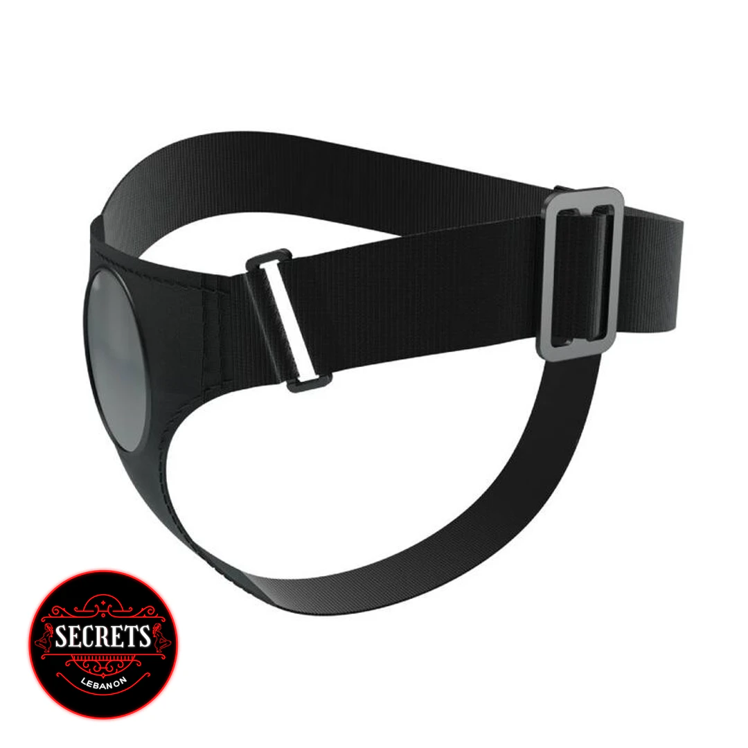 Universal Strap-On Harness Brief in black with adjustable buckle straps