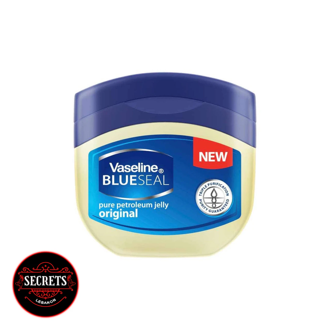 Vaseline Classic Petroleum Jelly blue sealed jar front view on white background