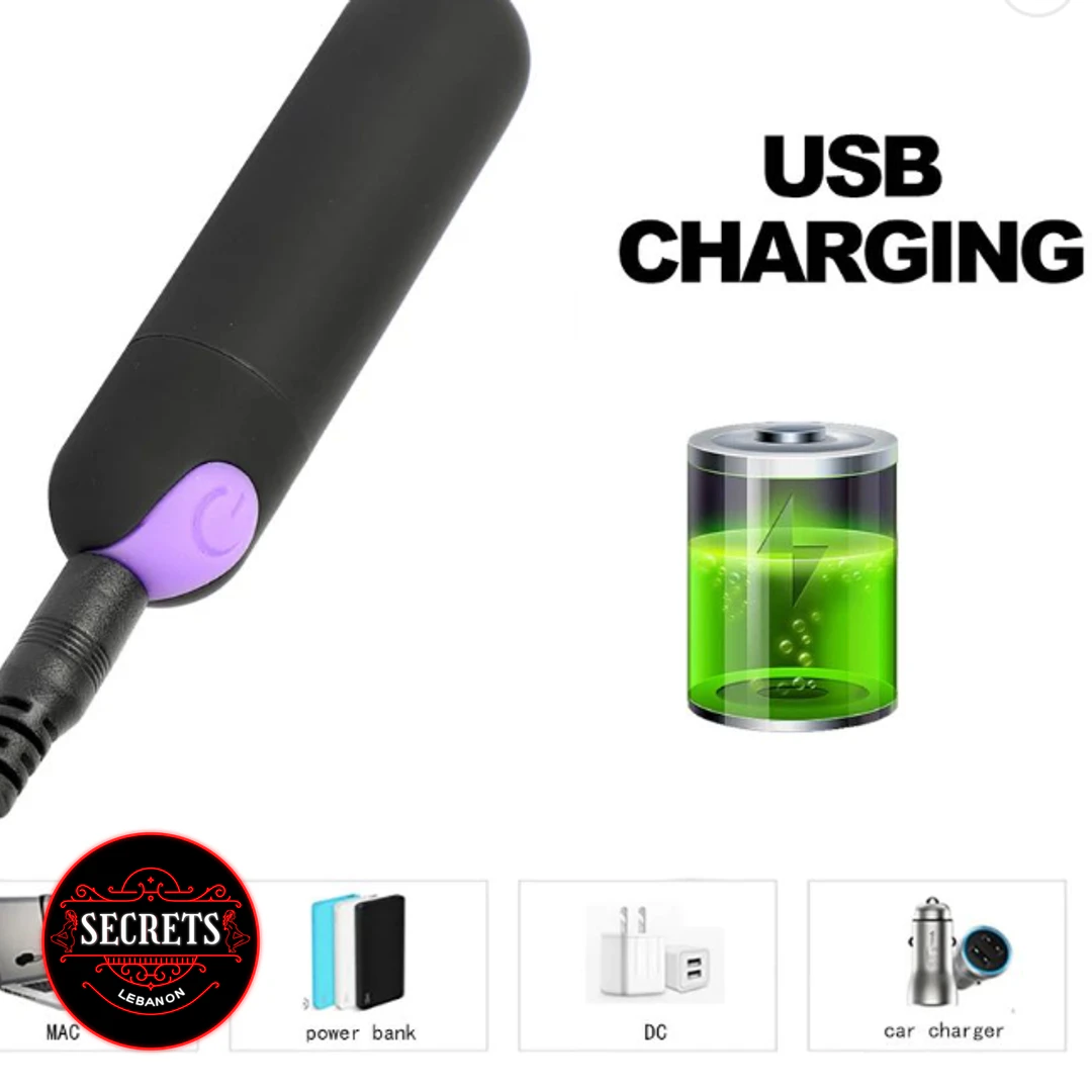Vibrating Lace Thong Remote Control Set USB charging detail with purple button