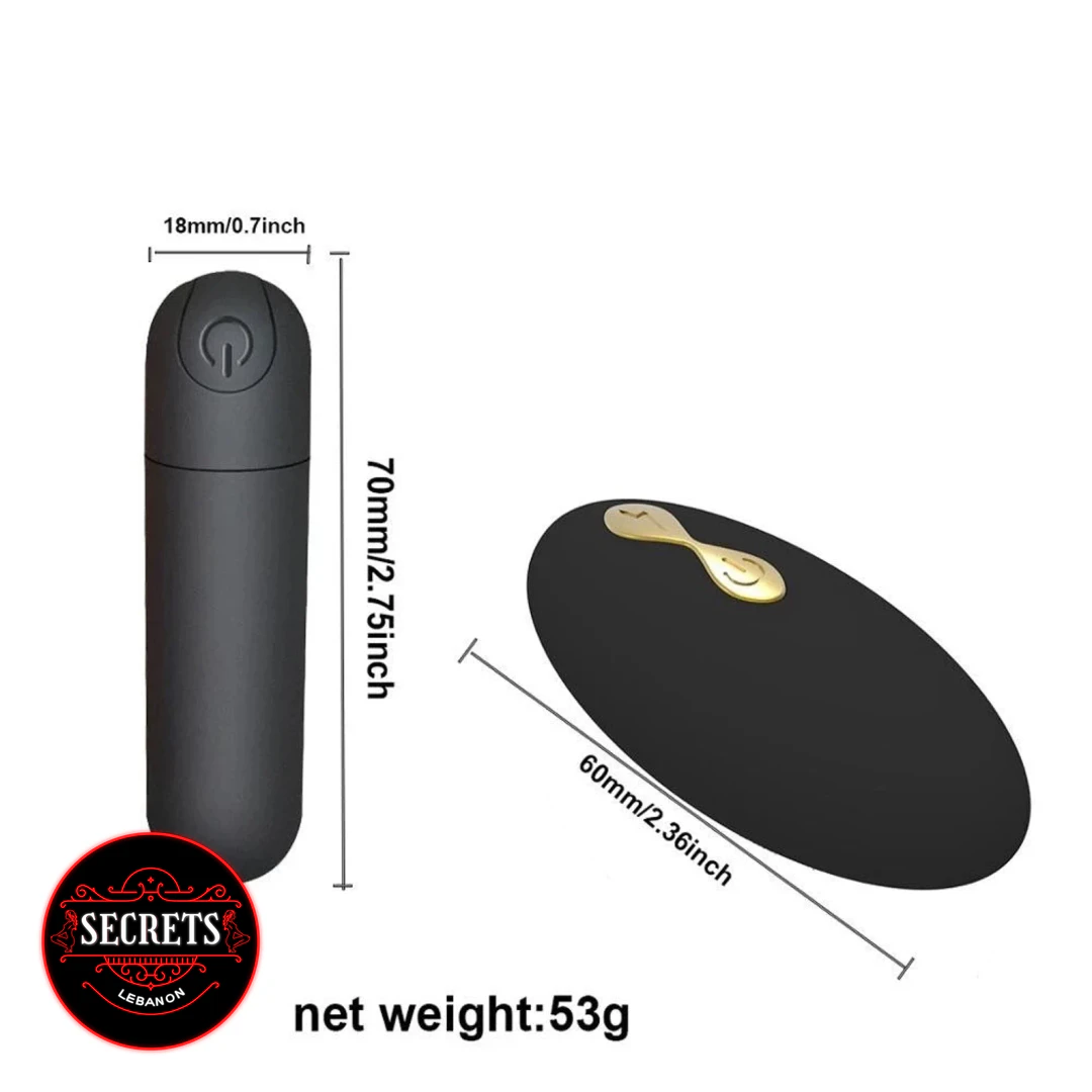 Vibrating Lace Thong Remote Control Set black bullet and oval remote with dimensions