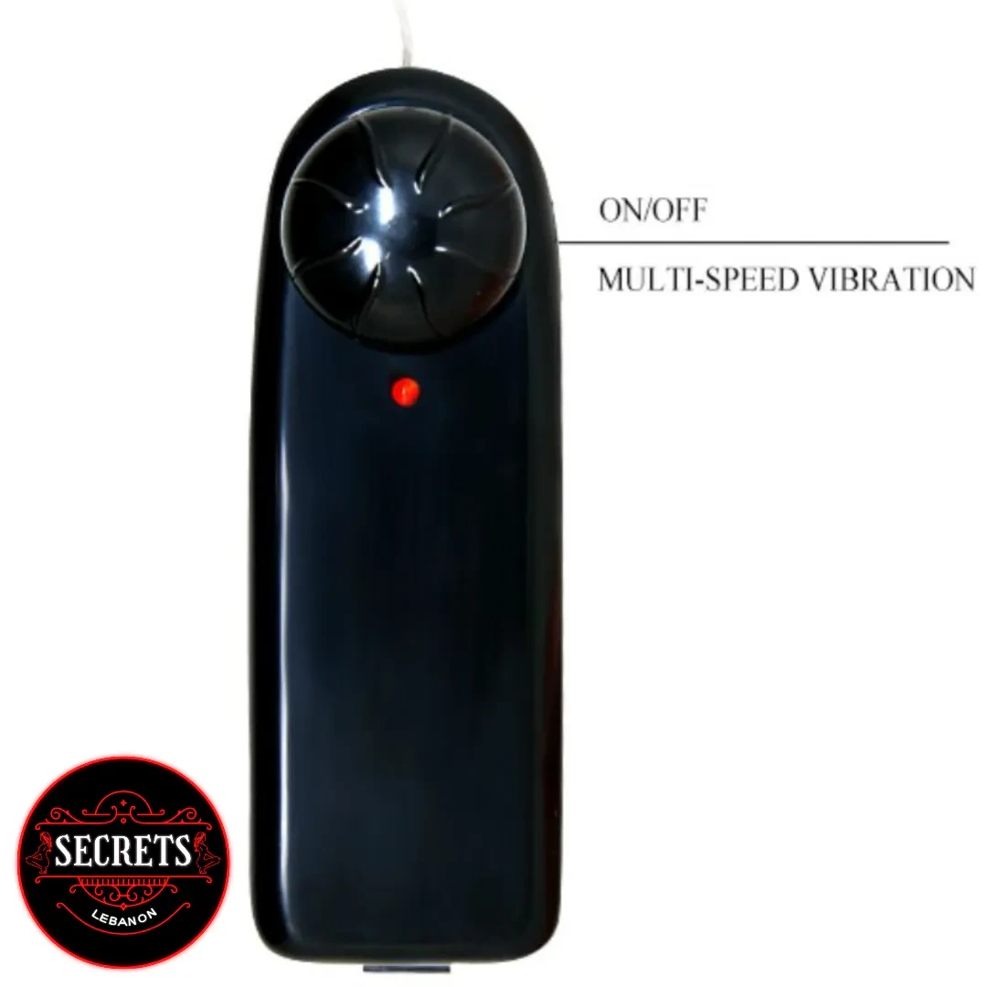 Vibrating Male Torso Masturbator black controller with red LED and dial top