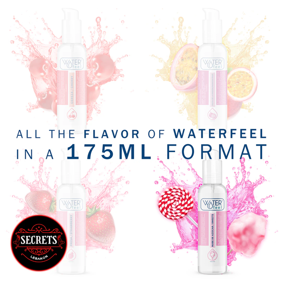 Waterfeel Cotton Candy Flavored Lubricant 175ml pump bottle with pink splash