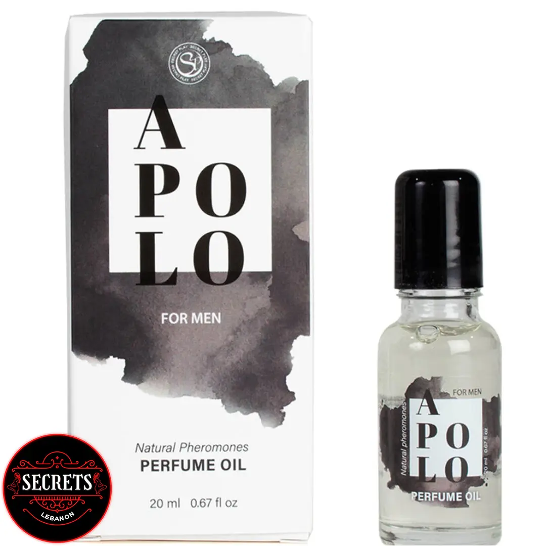 Apolo Natural Pheromone Roll-On Oil bottle and white box for men
