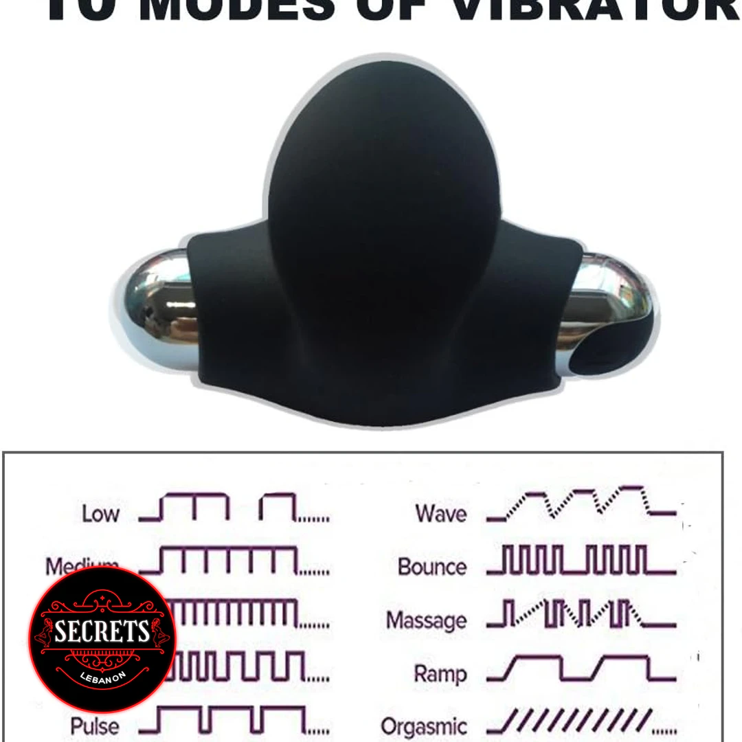 10 Mode Rechargeable Couples Ring Vibrator with dual silver bullet motors in black